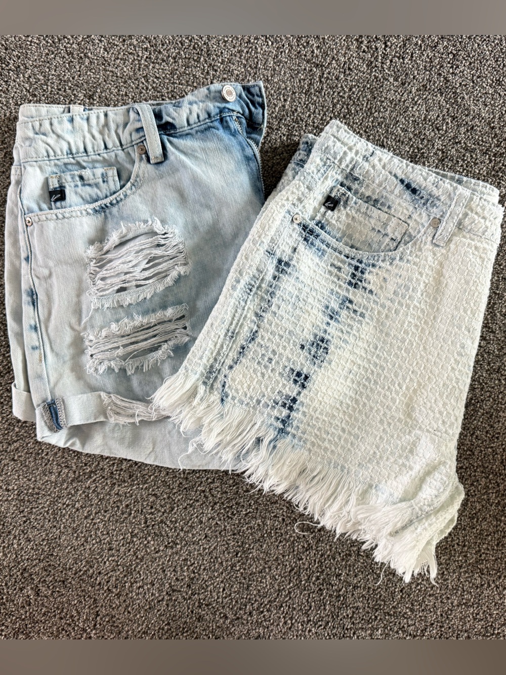 Light Wash Fringe Denim Shorts - Women